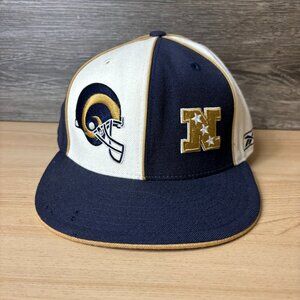 Vintage St Louis Rams Hat Cap Fitted 7 1/2 Blue Wool Split NFL Football Reebok